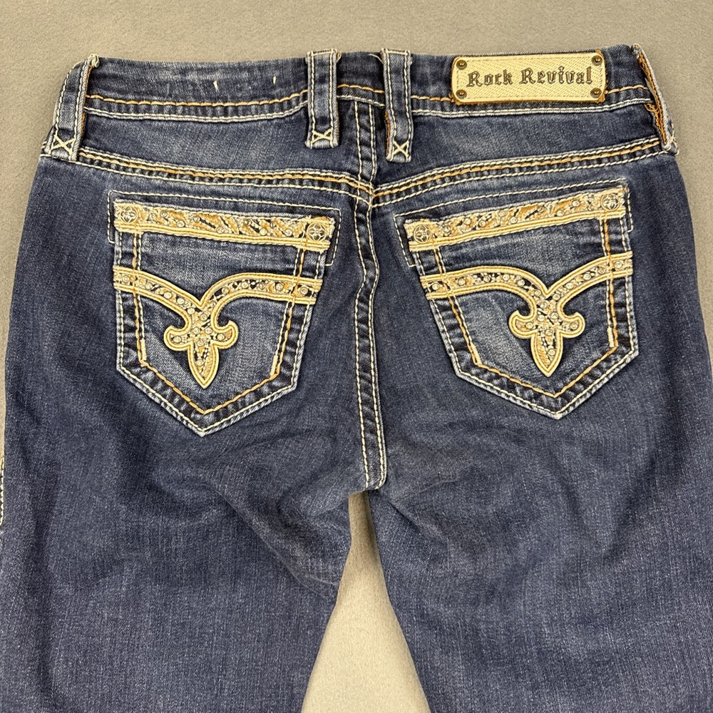Rock Revival womens 2631Sherry Easy Boot Stretch Jeans thick stitch rhinestones